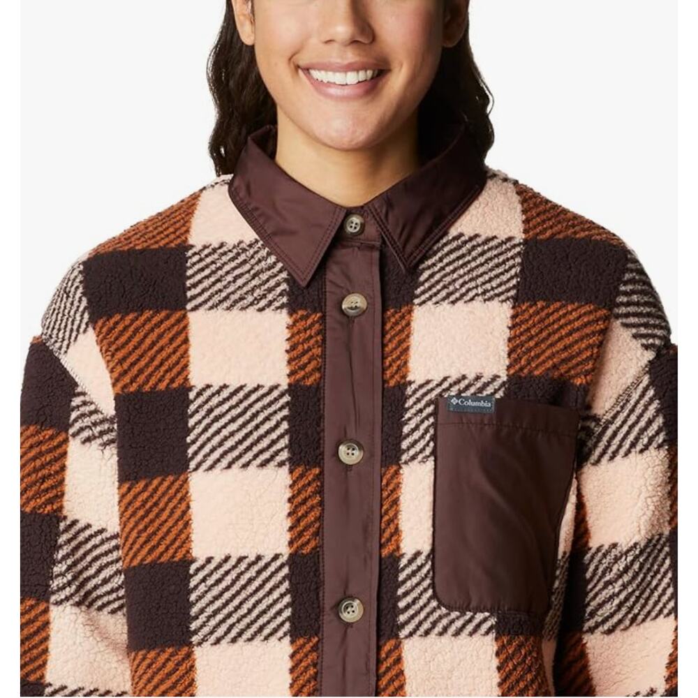 COLUMBIA West Bend Shacket Fleece Shirt Jacket in Copper Brown // S - Picture 10 of 11